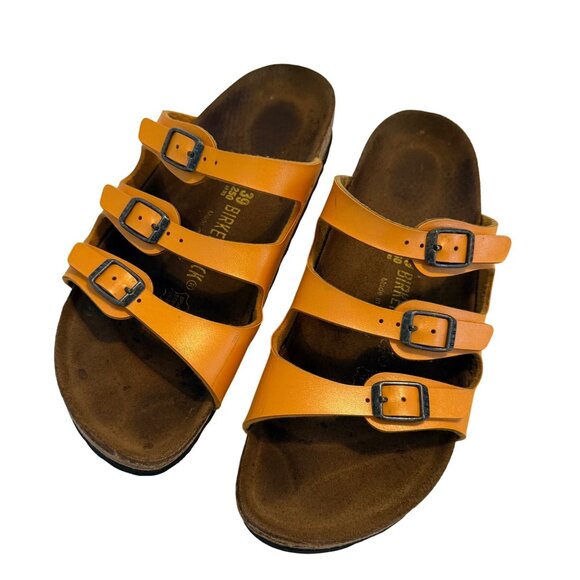 Birkenstock Shoes - SIZE 39 8 N Birkenstock Florida Birko-Flor Orange 3 Strap Sandals